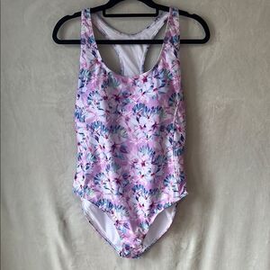 NEW Nicole Miller Studio One Piece Swimsuit Cabana Hibiscus Print XL